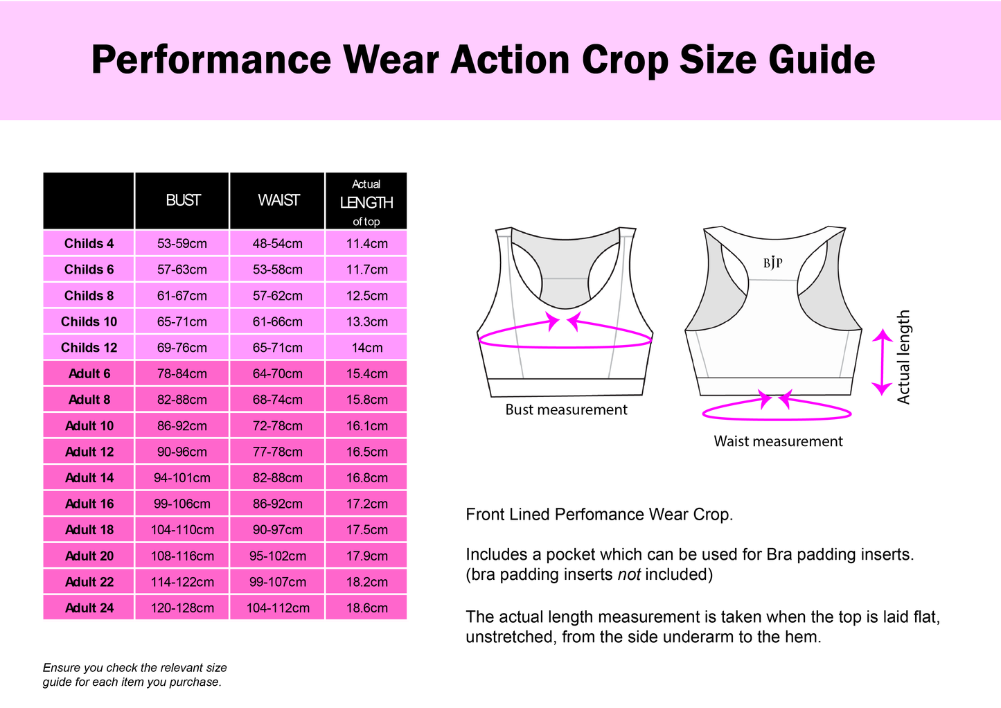 Child Performance Wear Action Crop