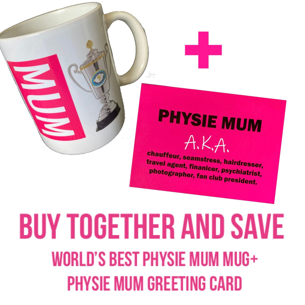 World's Best Physie Mum Mug + Physie Mum Greeting Card