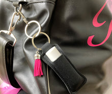 Load image into Gallery viewer, Key ring with lipstick/chapstick holder
